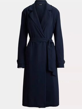 345$ Lauren Ralph Lauren Double-Faced Wrap Coat Women's Size 2 Navy Blue